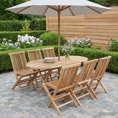 vidaXL Garden Furniture Set 7 pcs Natural Solid Teak Wood