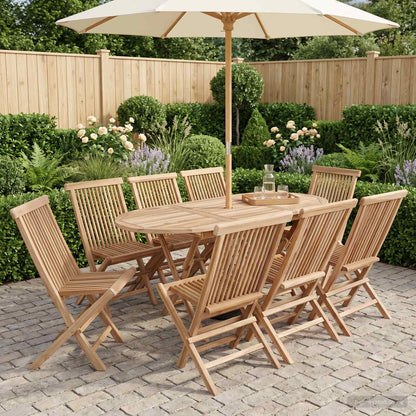 vidaXL Garden Furniture Set 9 pcs Natural Solid Teak Wood