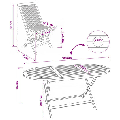 vidaXL Garden Furniture Set 9 pcs Natural Solid Teak Wood