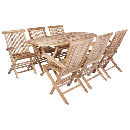 vidaXL Garden Furniture Set 7 pcs Natural Solid Teak Wood