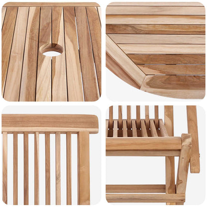 vidaXL Garden Furniture Set 9 pcs Natural Solid Teak Wood