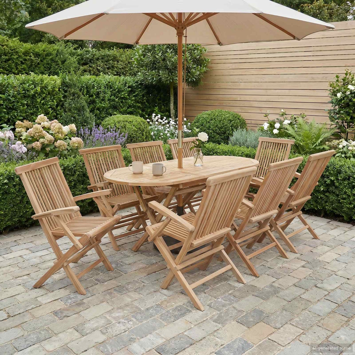 vidaXL Garden Furniture Set 9 pcs Natural Solid Teak Wood