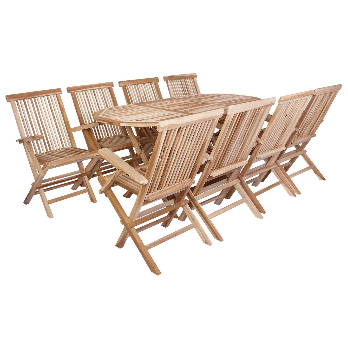 vidaXL Garden Furniture Set 9 pcs Natural Solid Teak Wood