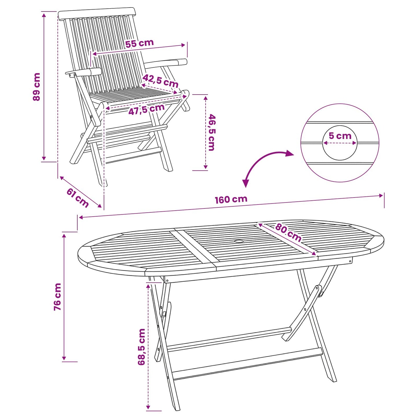 vidaXL Garden Furniture Set 9 pcs Natural Solid Teak Wood