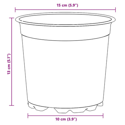 vidaXL Flower Pot 200 pcs Terracotta Ø 15 x 13 cm Plastic