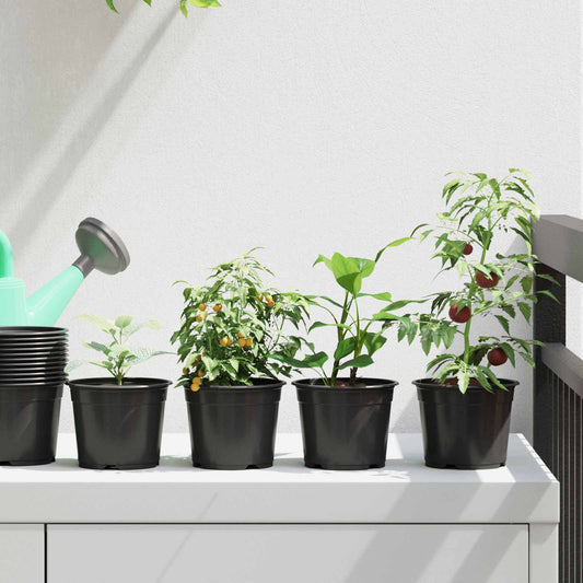 vidaXL Round Flower Pot 50 pcs Black Ø 10 x 8 cm Plastic
