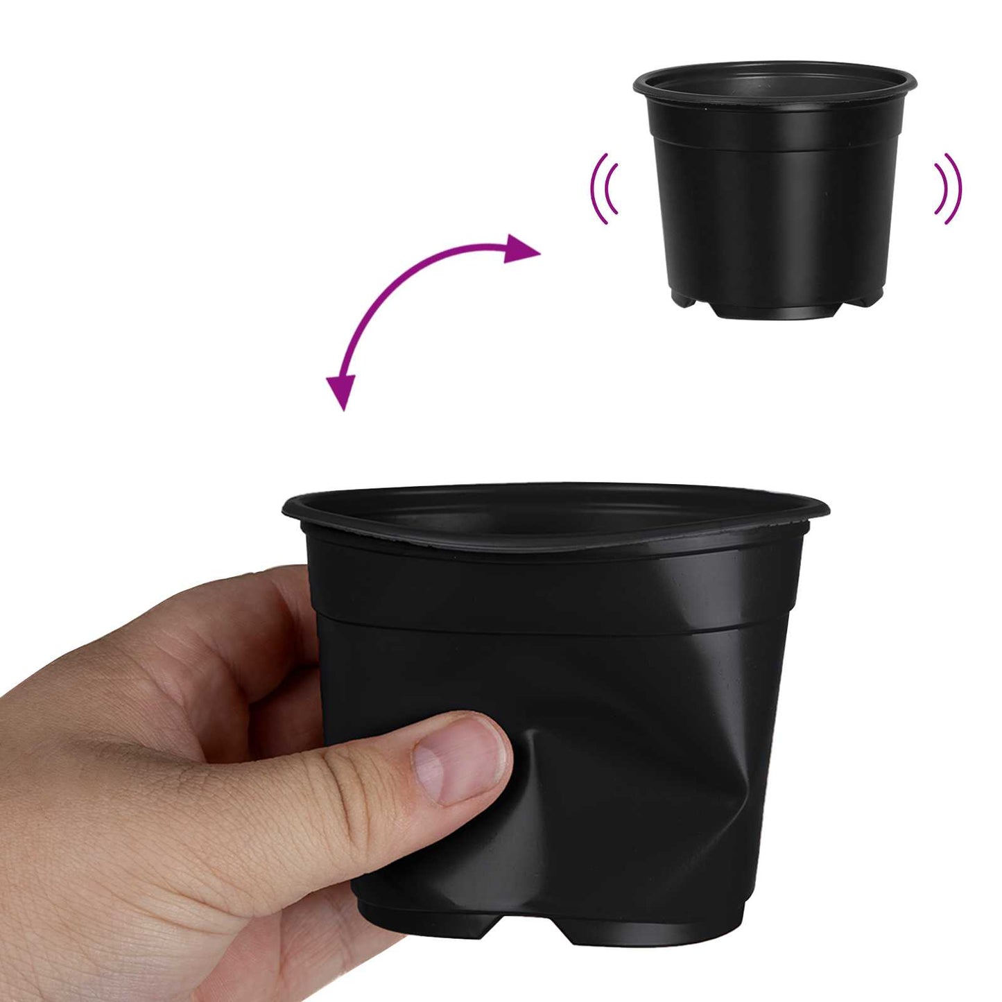 vidaXL Round Flower Pot 50 pcs Black Ø 10 x 8 cm Plastic