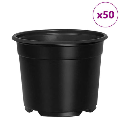 vidaXL Round Flower Pot 50 pcs Black Ø 10 x 8 cm Plastic
