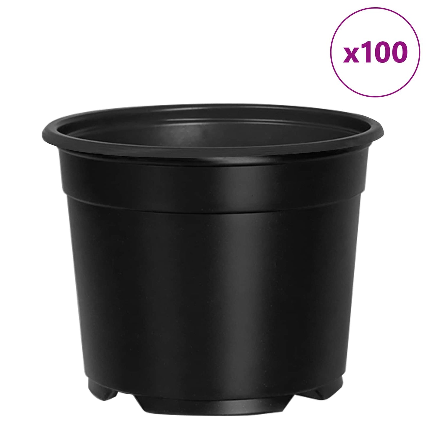 vidaXL Flower Pot 100 pcs Black Ø 10 x 8 cm Plastic