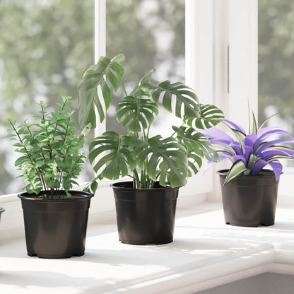 vidaXL Flower Pot 200 pcs Black Ø 10 x 8 cm Plastic