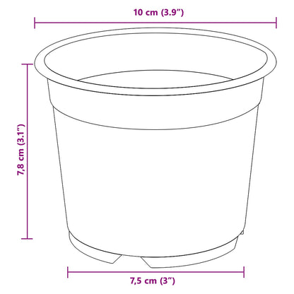 vidaXL Flower Pot 200 pcs Black Ø 10 x 8 cm Plastic