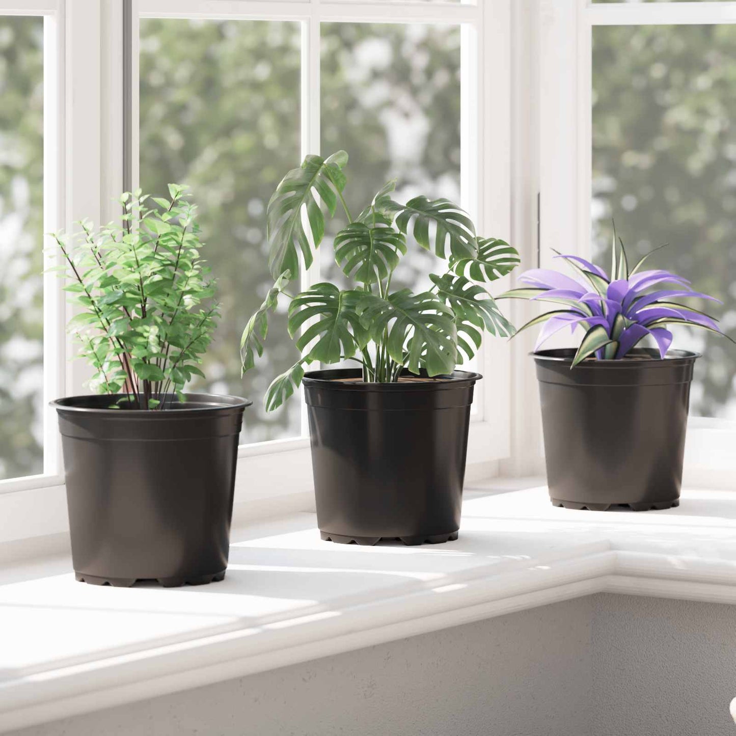 vidaXL Flower Pot 50 pcs Black Ø 15 x 13 cm Plastic