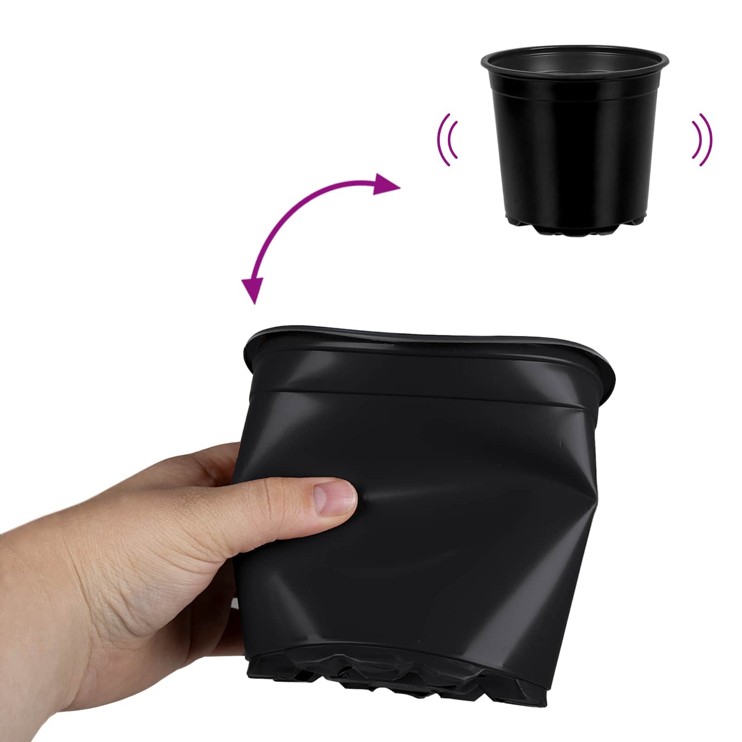 vidaXL Flower Pot 50 pcs Black Ø 15 x 13 cm Plastic