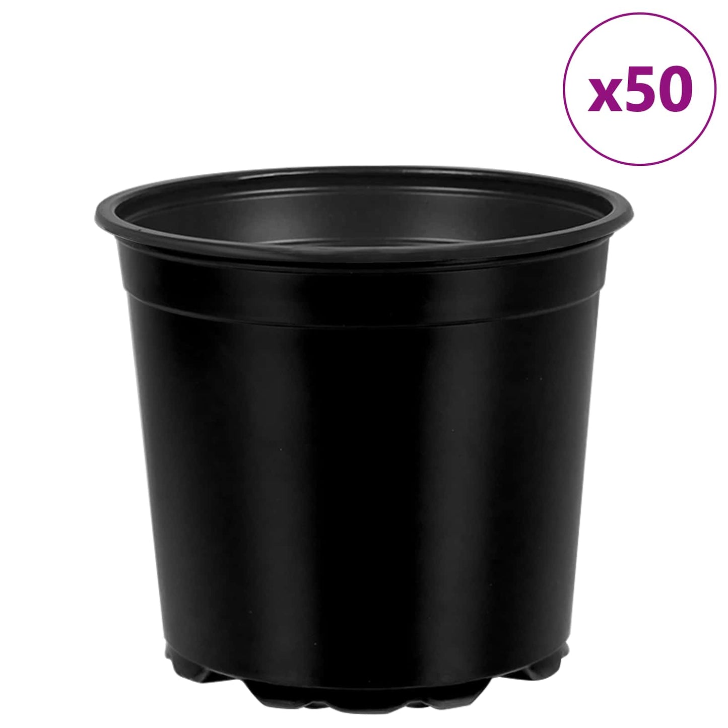 vidaXL Flower Pot 50 pcs Black Ø 15 x 13 cm Plastic