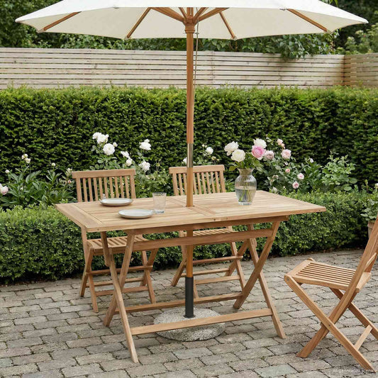 vidaXL Folding Garden Table Natural 120 x 70 x 75.5 cm Solid Teak Wood