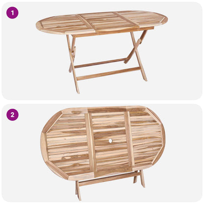 vidaXL Folding Garden Table Natural 160 x 80 x 76 cm Solid Teak Wood