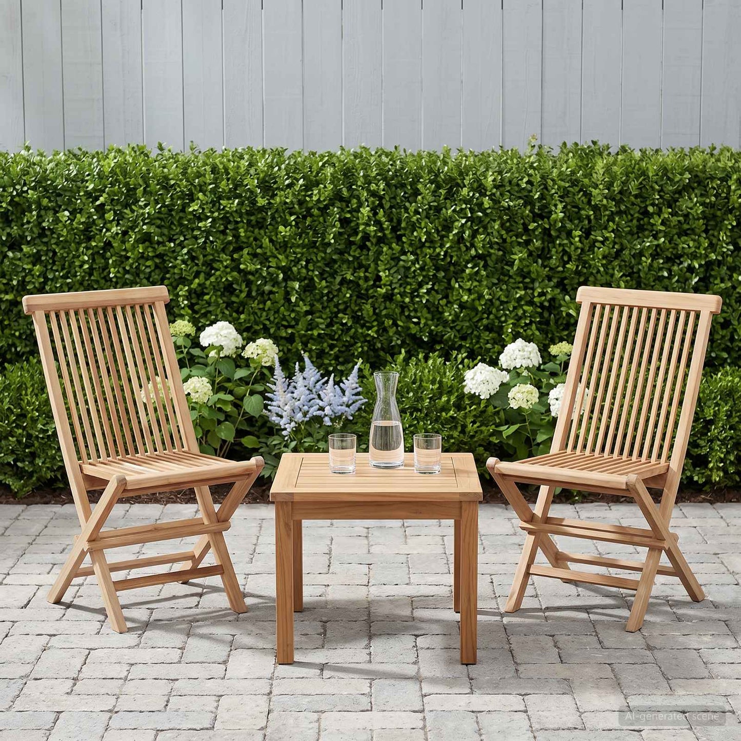 vidaXL Folding Garden Chair 2 pcs Natural Solid Teak Wood