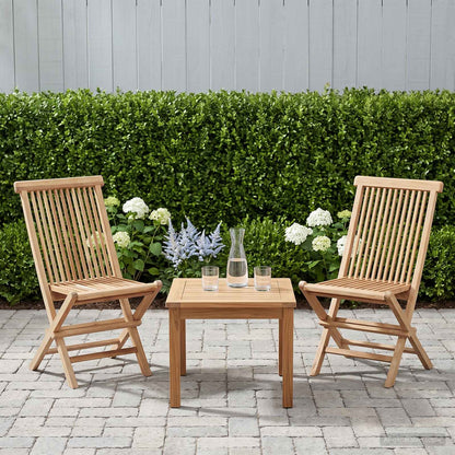 vidaXL Folding Garden Chair 2 pcs Natural Solid Teak Wood