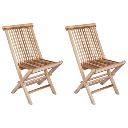 vidaXL Folding Garden Chair 2 pcs Natural Solid Teak Wood