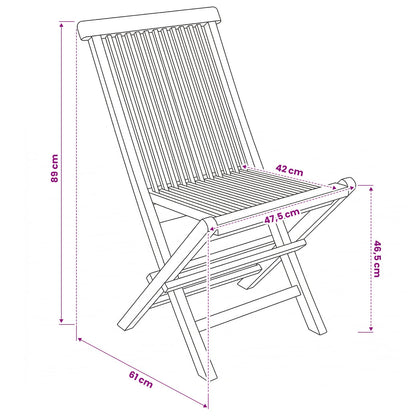 vidaXL Folding Garden Chair 2 pcs Natural Solid Teak Wood