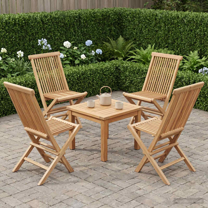 vidaXL Folding Garden Chair 4 pcs Natural Solid Teak Wood