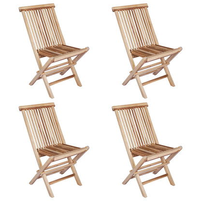 vidaXL Folding Garden Chair 4 pcs Natural Solid Teak Wood