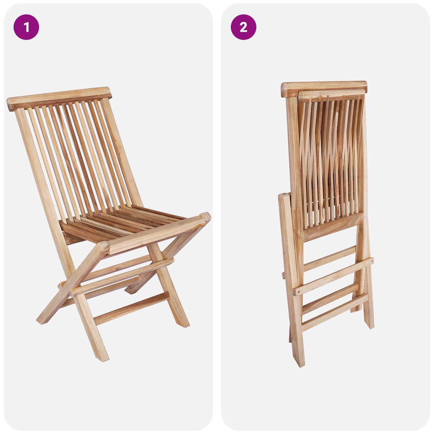 vidaXL Folding Garden Chair 4 pcs Natural Solid Teak Wood