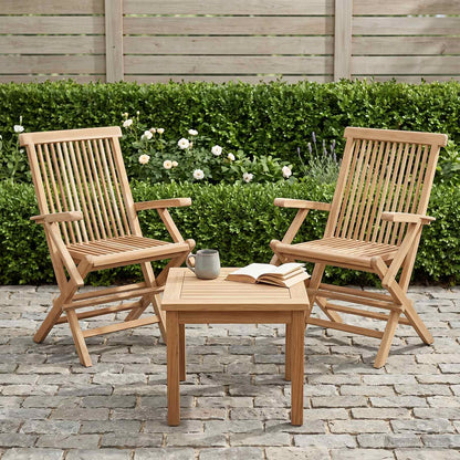 vidaXL Folding Garden Chair 2 pcs Natural Solid Teak Wood