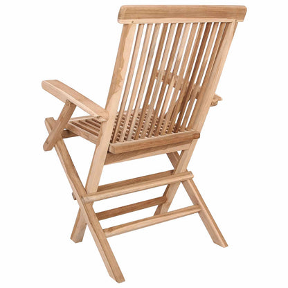 vidaXL Folding Garden Chair 2 pcs Natural Solid Teak Wood