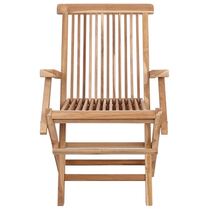 vidaXL Folding Garden Chair 2 pcs Natural Solid Teak Wood