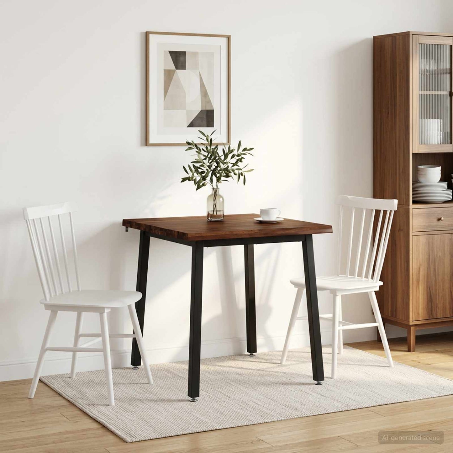 vidaXL 90 x 90 x 75 cm Solid Acacia Wood Dark Brown and Black Square