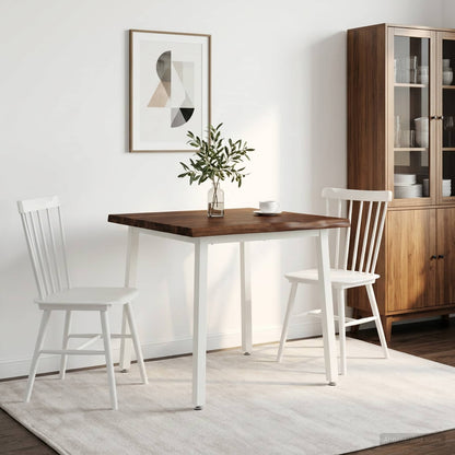 vidaXL 70 x 70 x 75 cm Solid Acacia Wood Dark Brown and White Square