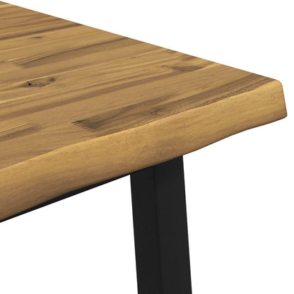 vidaXL 60 x 55 x 75 cm Solid Acacia Wood White and Black Rectangular