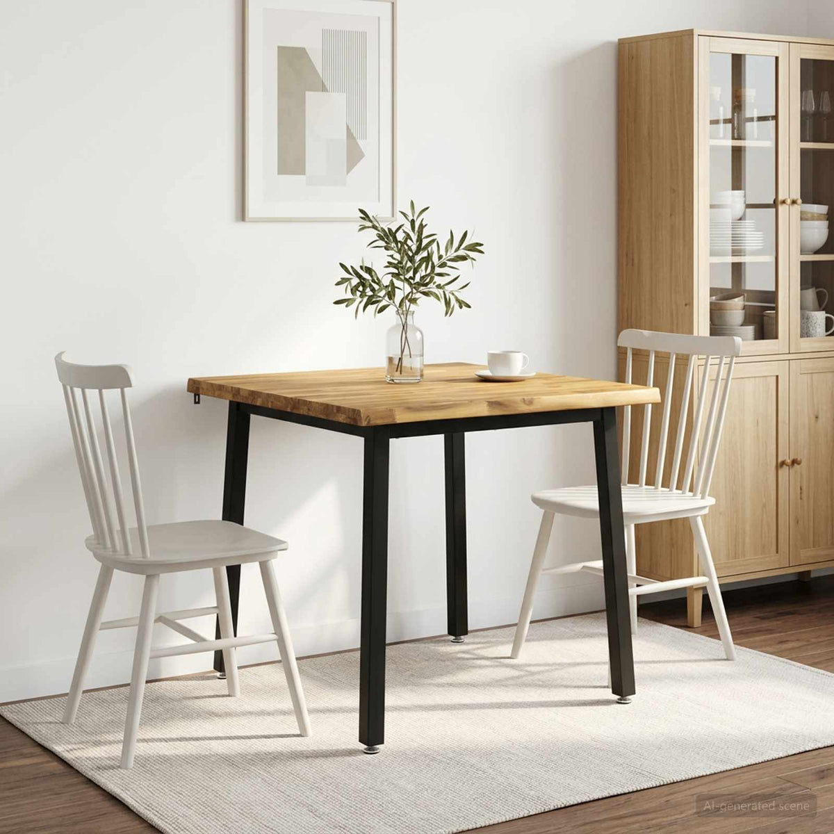 vidaXL 60 x 55 x 75 cm Solid Acacia Wood White and Black Rectangular