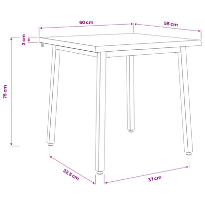 vidaXL 60 x 55 x 75 cm Solid Acacia Wood White and Black Rectangular