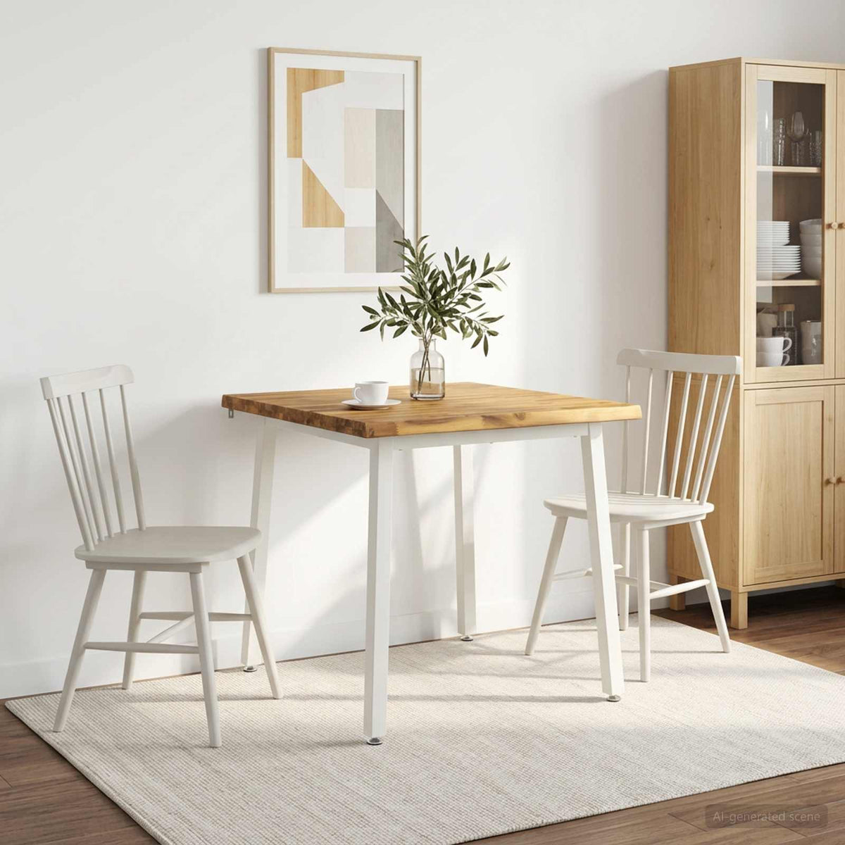 vidaXL 90 x 90 x 75 cm Solid Acacia Wood White Square