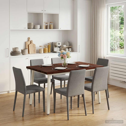 vidaXL 90 x 55 x 75 cm Solid Acacia Wood Dark Brown and White