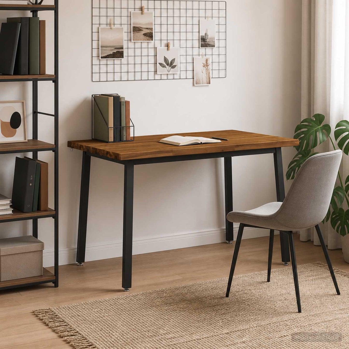 vidaXL 90 x 55 x 75 cm Solid Acacia Wood Natural and Black Rectangular