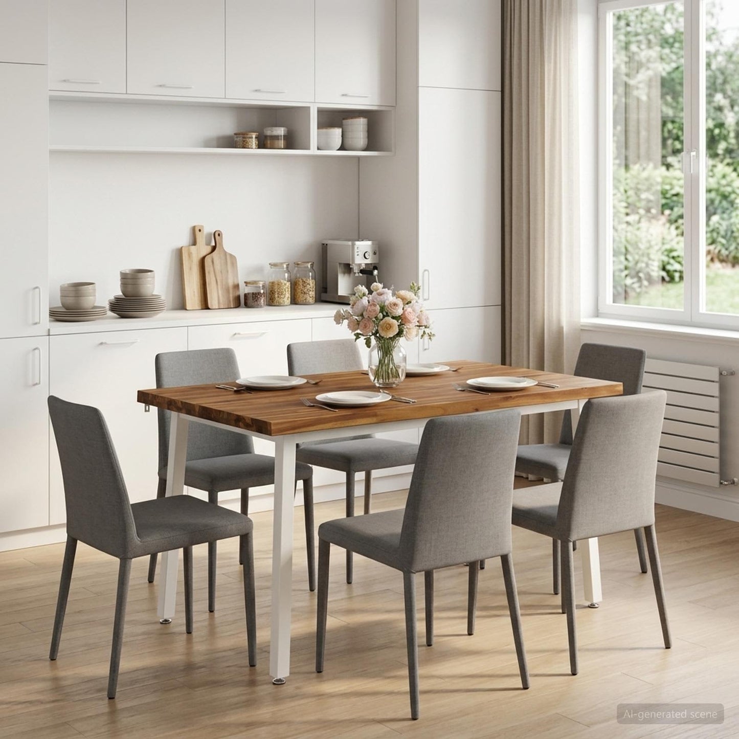 vidaXL 110 x 55 x 75 cm Solid Acacia Wood Natural and White