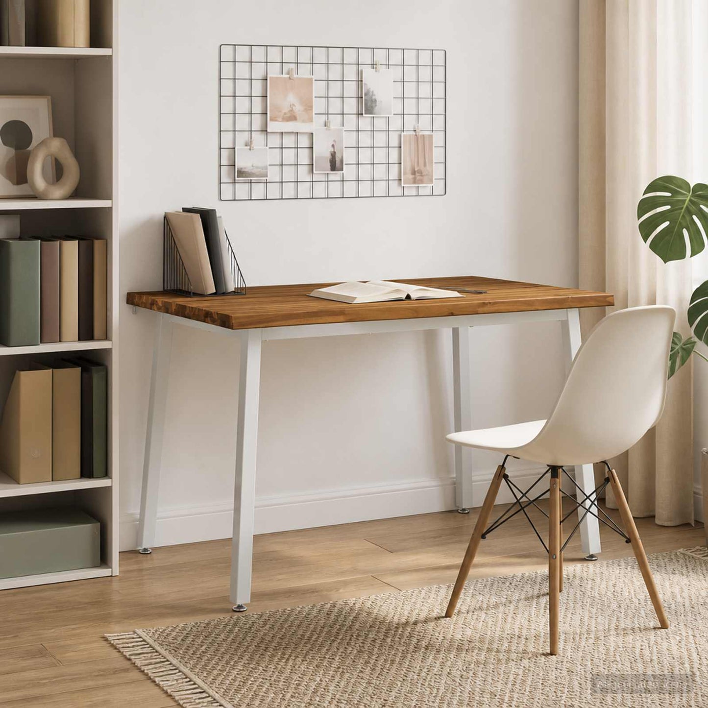 vidaXL 90 x 55 x 75 cm Solid Acacia Wood Natural and White Rectangular