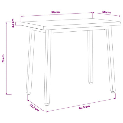 vidaXL 90 x 55 x 75 cm Solid Acacia Wood Natural and White Rectangular