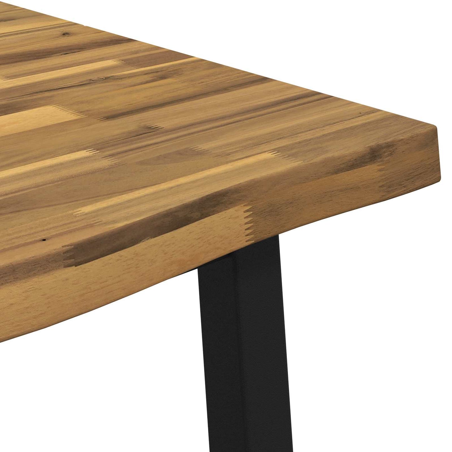 vidaXL 110 x 55 x 75 cm Solid Acacia Wood White and Black Rectangular