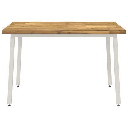 vidaXL 110 x 55 x 75 cm Solid Acacia Wood White Rectangular