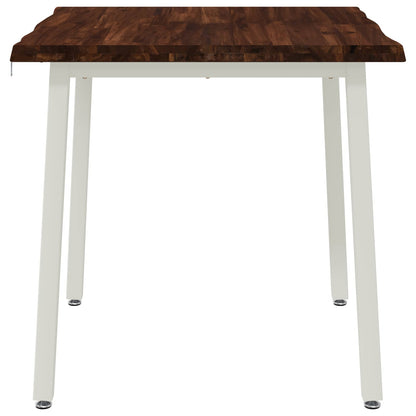 vidaXL 70 x 70 x 75 cm Solid Acacia Wood Dark Brown and White Square