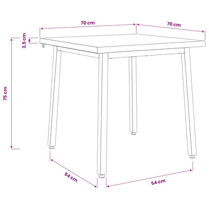vidaXL 70 x 70 x 75 cm Solid Acacia Wood Dark Brown and White Square