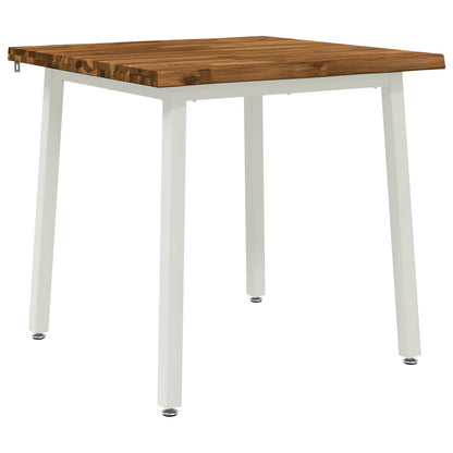 vidaXL 70 x 70 x 75 cm Solid Acacia Wood Natural and White Square