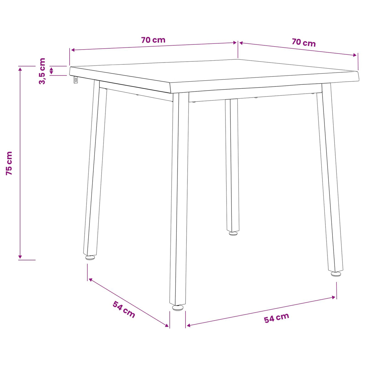 vidaXL 70 x 70 x 75 cm Solid Acacia Wood White Square