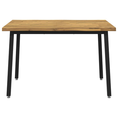 vidaXL 120 x 70 x 75 cm Solid Acacia Wood White and Black Rectangular