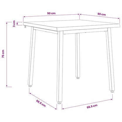vidaXL 90 x 90 x 75 cm Solid Acacia Wood Dark Brown and Black Square