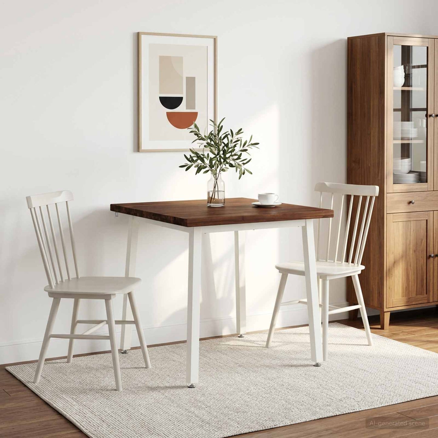 vidaXL 60 x 55 x 75 cm Solid Acacia Wood Dark Brown and White